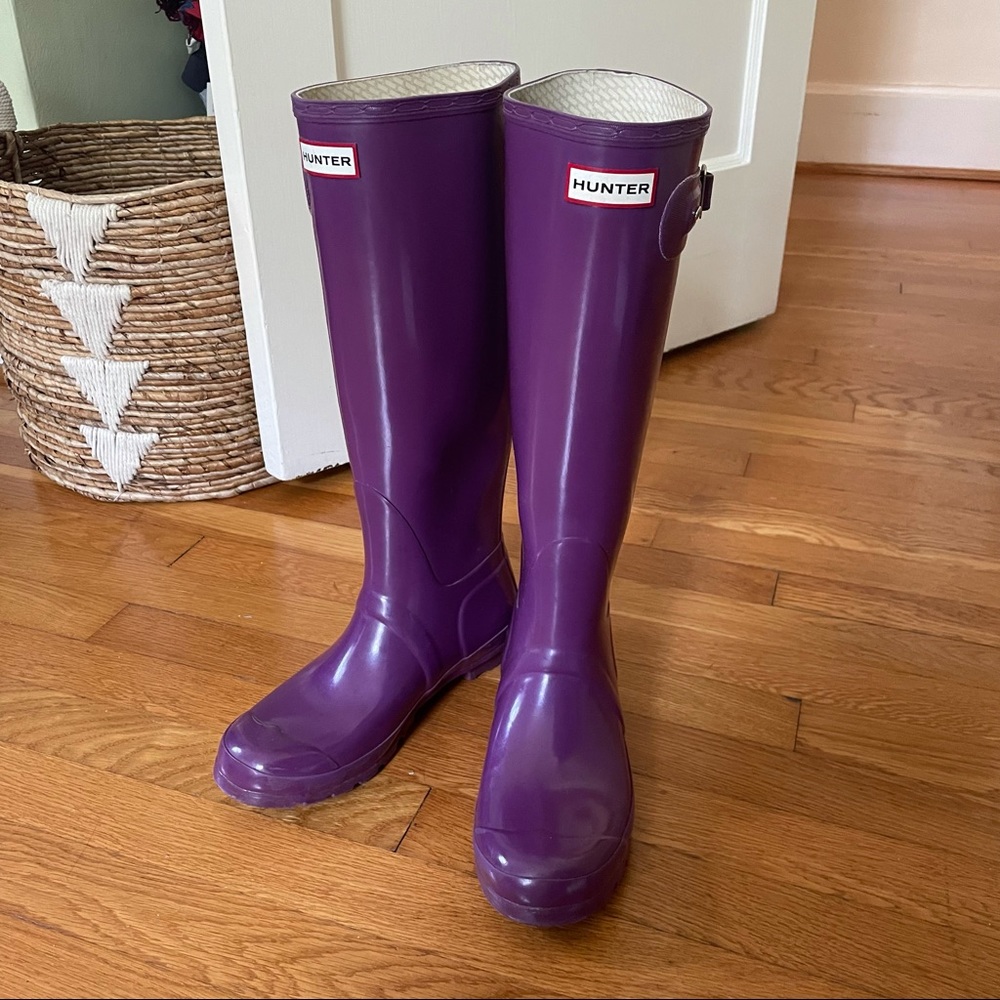 Original tall purple Hunter rain boots